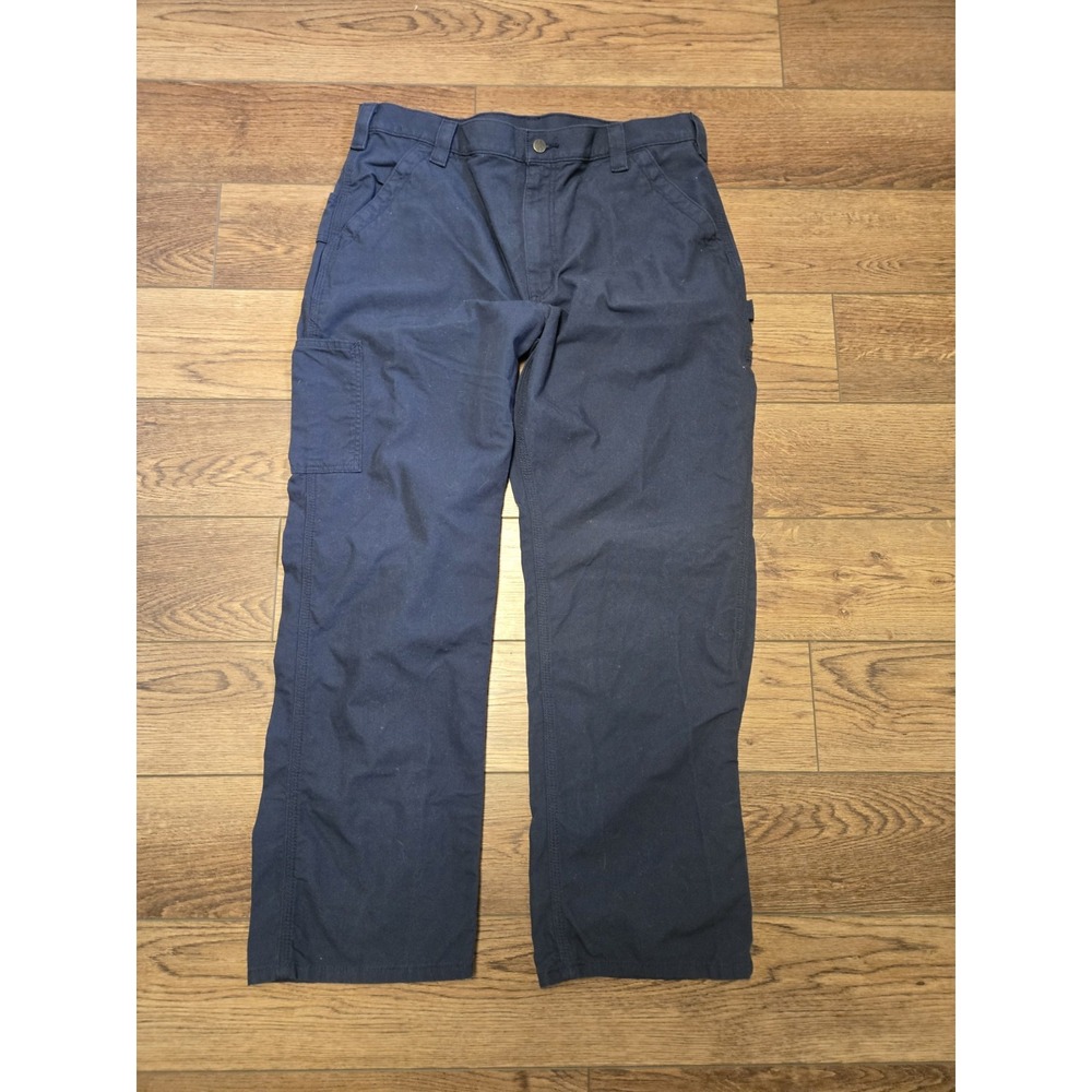 Carhartt B151 Pants Mens 38x30 Navy Blue Canvas Carpenter Relaxed Workwear Faded